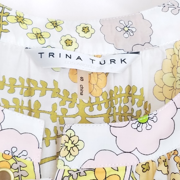 Trina Turk Chirp Blouse Small Floral Tunic Small - Picture 4 of 8